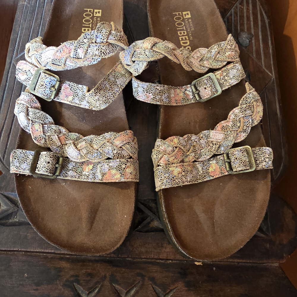 White Mountain Braided Multi-Color Footbed Sandals